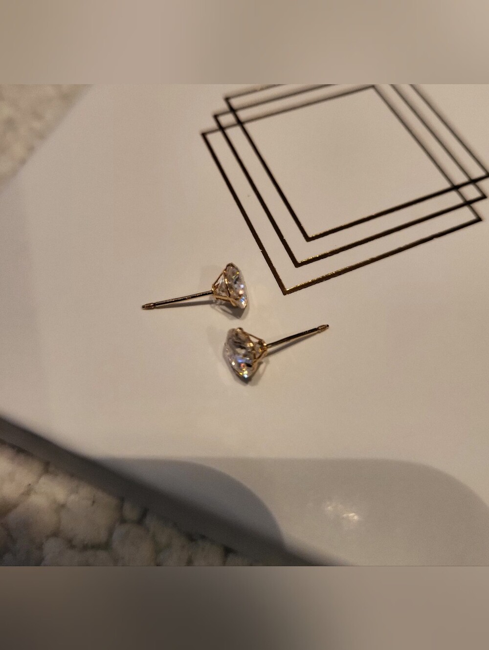 Solid 14k Yellow Gold Moissanite Round Stud Earrings Martini Setting 6mm 1.5 ctw - Picture 3 of 13
